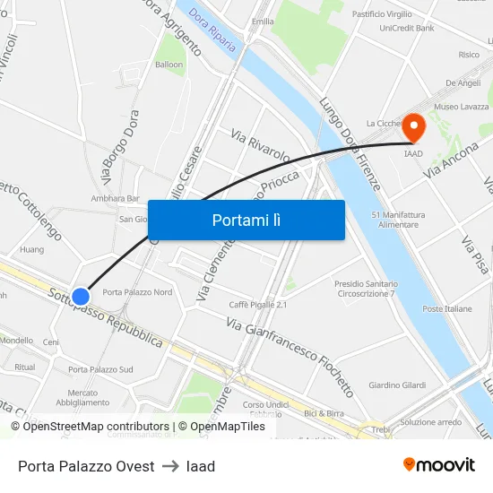 Porta Palazzo Ovest to Iaad map