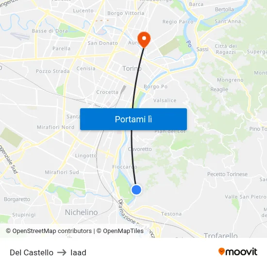 Del Castello to Iaad map