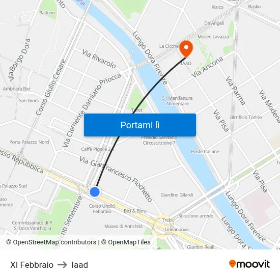 XI Febbraio to Iaad map