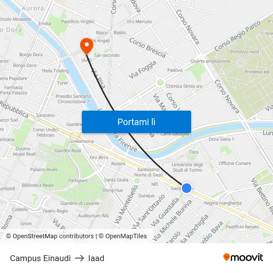 Campus Einaudi to Iaad map