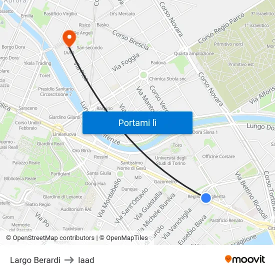 Largo Berardi to Iaad map