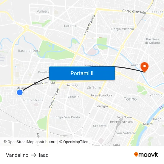 Vandalino to Iaad map