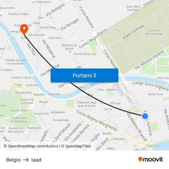 Belgio to Iaad map