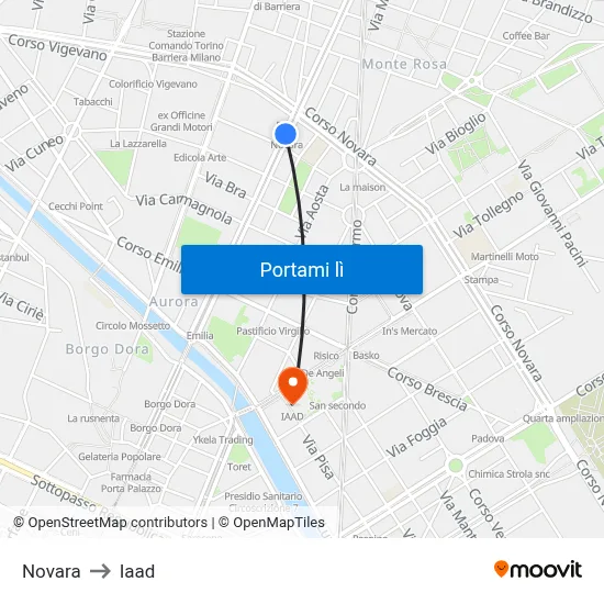 Novara to Iaad map