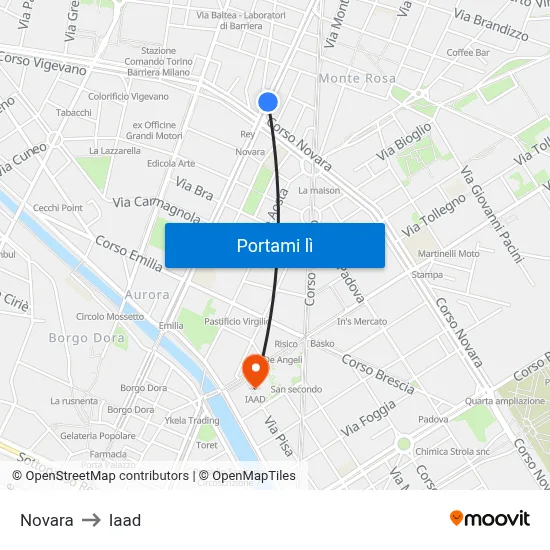 Novara to Iaad map