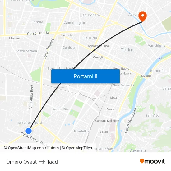 Omero Ovest to Iaad map