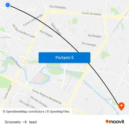 Grosseto to Iaad map