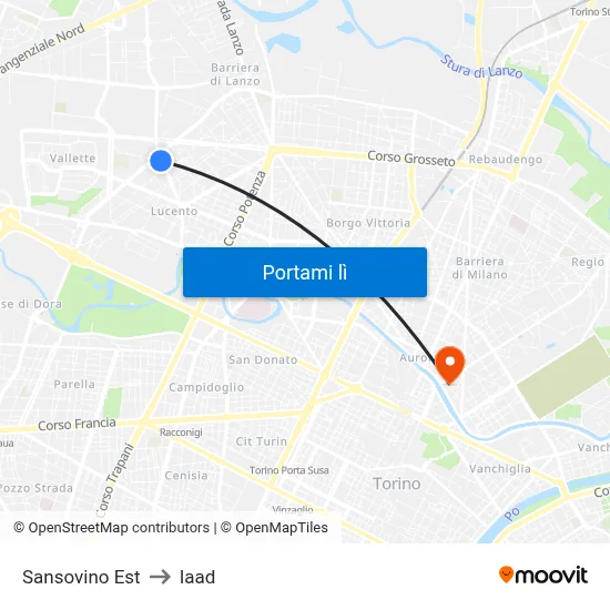 Sansovino Est to Iaad map