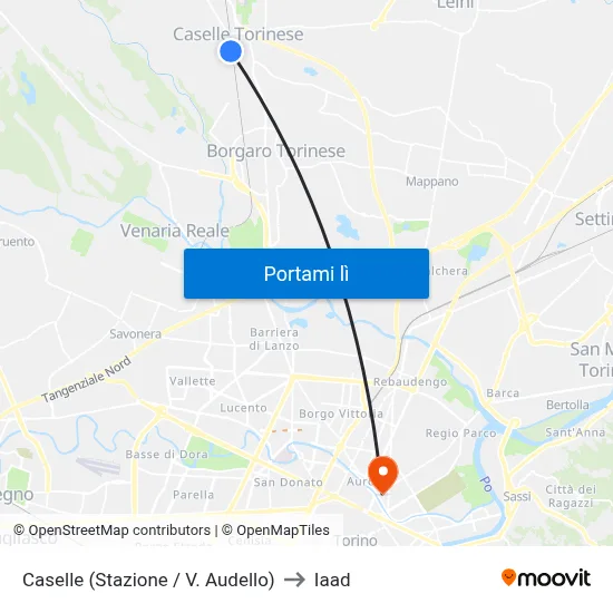 Caselle (Stazione / V. Audello) to Iaad map