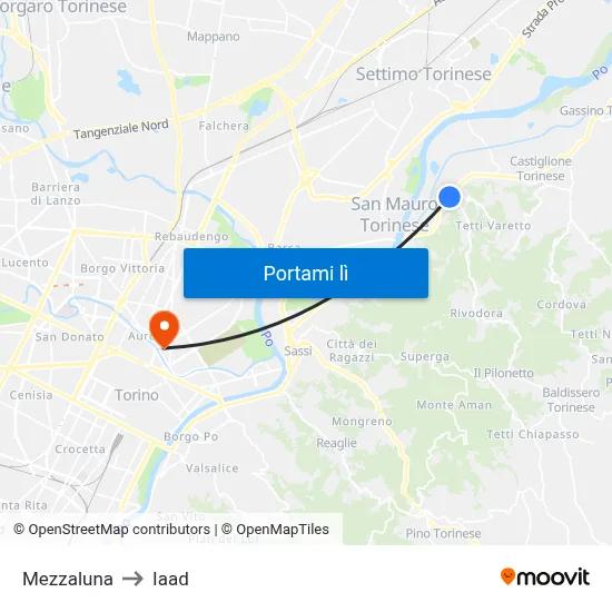 Mezzaluna to Iaad map