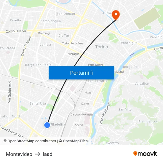 Montevideo to Iaad map