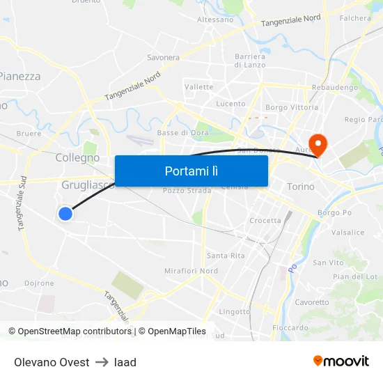 Olevano Ovest to Iaad map