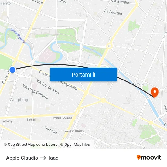 Appio Claudio to Iaad map