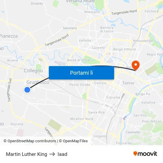 Martin Luther King to Iaad map