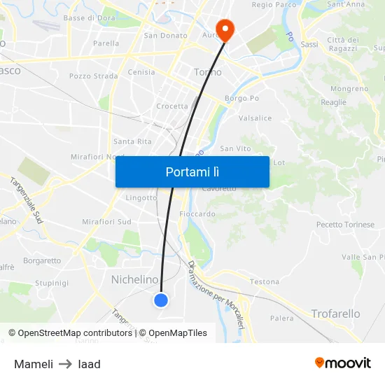 Mameli to Iaad map