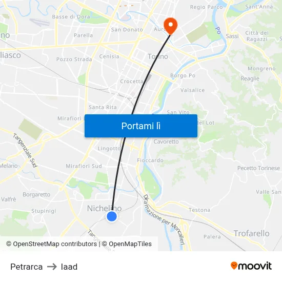 Petrarca to Iaad map