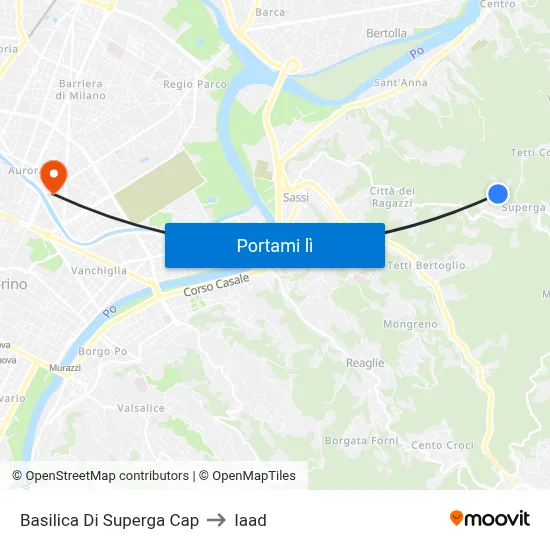 Basilica Di Superga Cap to Iaad map