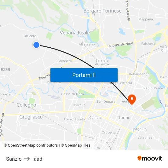 Sanzio to Iaad map