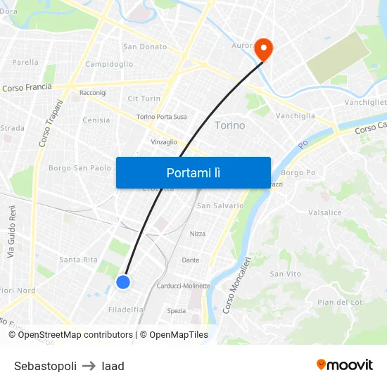 Sebastopoli to Iaad map