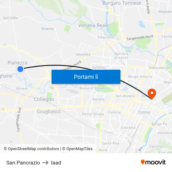 San Pancrazio to Iaad map