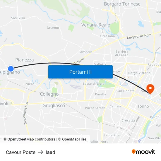 Cavour Poste to Iaad map