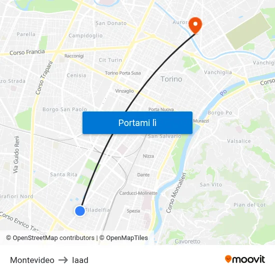 Montevideo to Iaad map