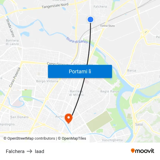 Falchera to Iaad map