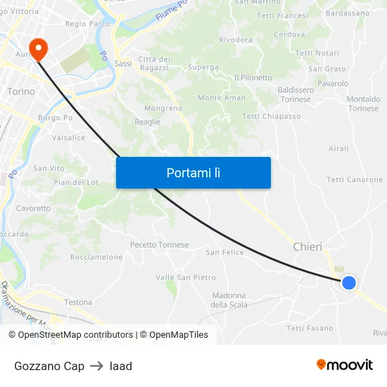 Gozzano Cap to Iaad map