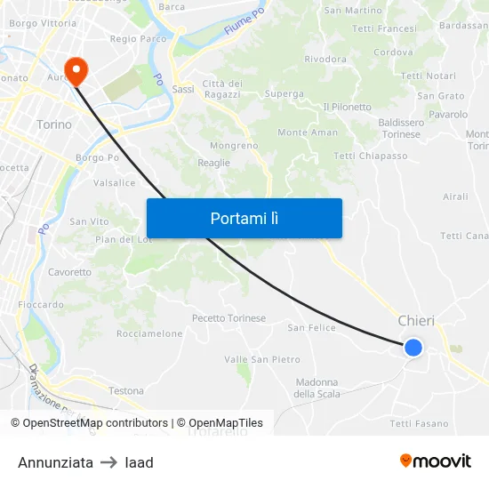 Annunziata to Iaad map