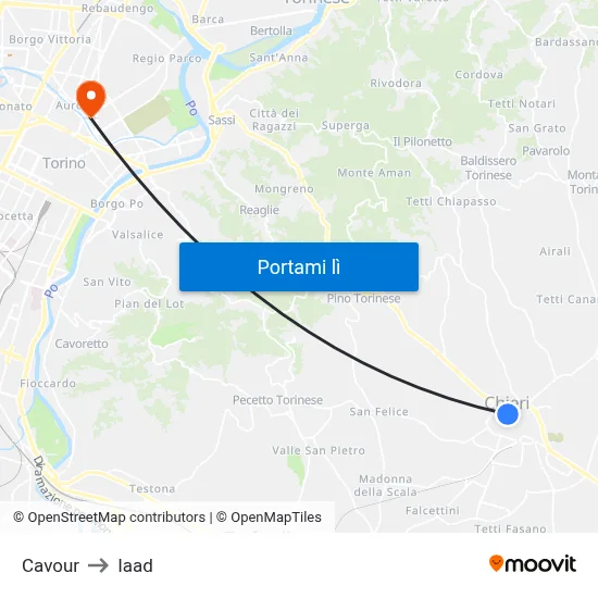Cavour to Iaad map