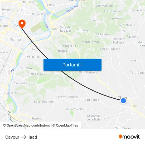 Cavour to Iaad map