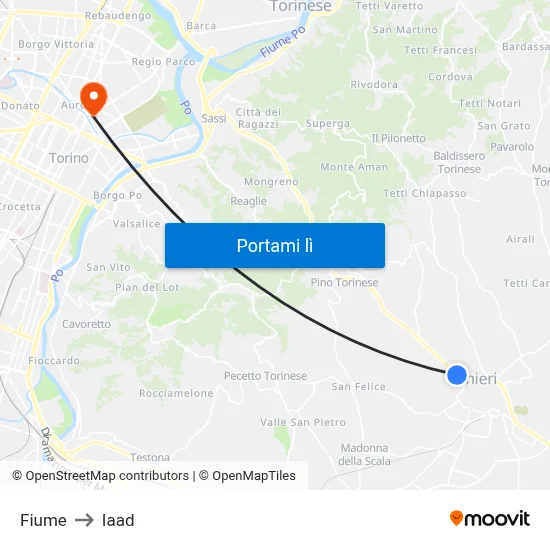 Fiume to Iaad map