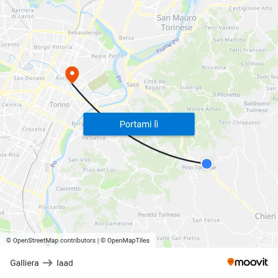 Galliera to Iaad map