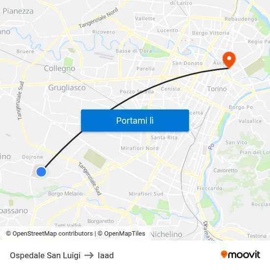 Ospedale San Luigi to Iaad map