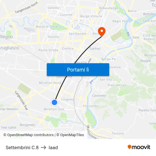 Settembrini C.8 to Iaad map