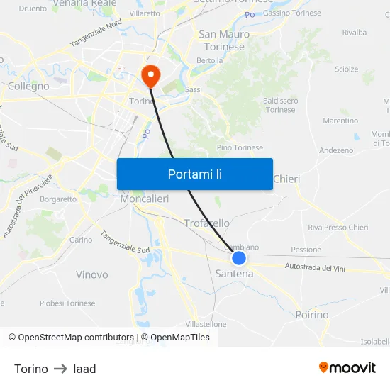 Torino to Iaad map