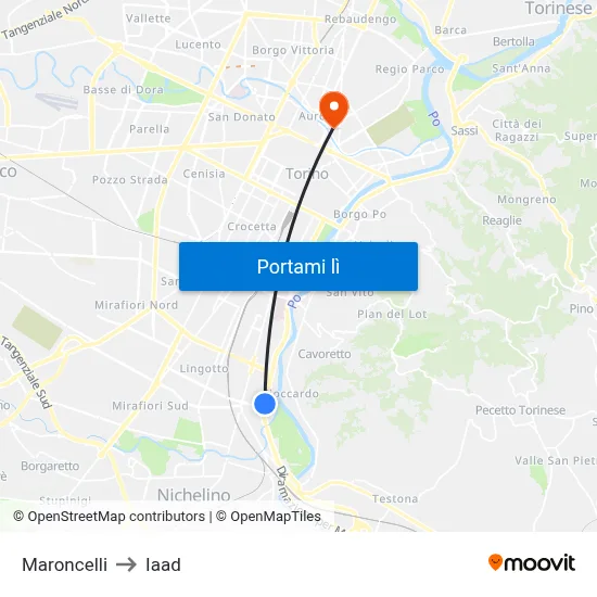 Maroncelli to Iaad map