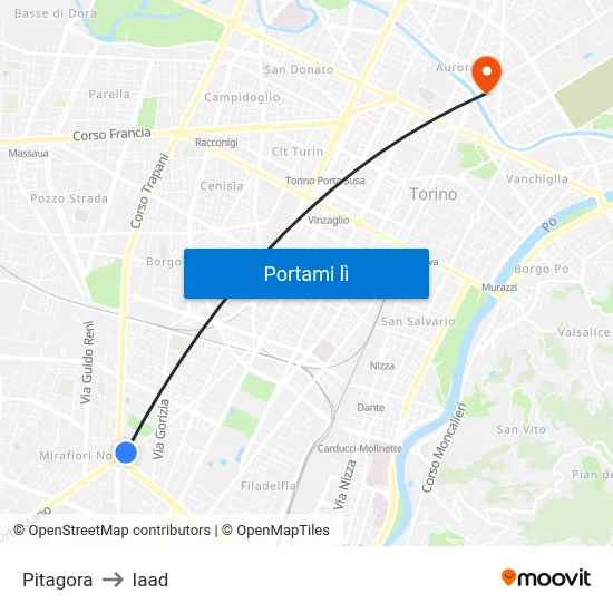 Pitagora to Iaad map