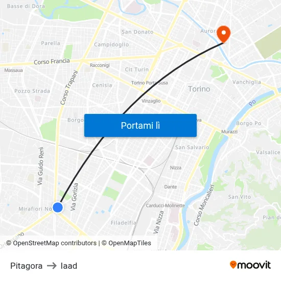 Pitagora to Iaad map
