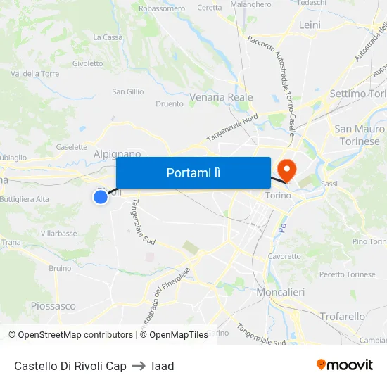 Castello Di Rivoli Cap to Iaad map