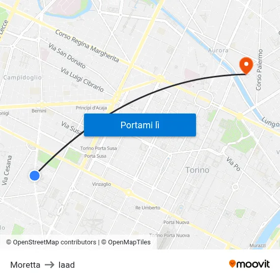 Moretta to Iaad map