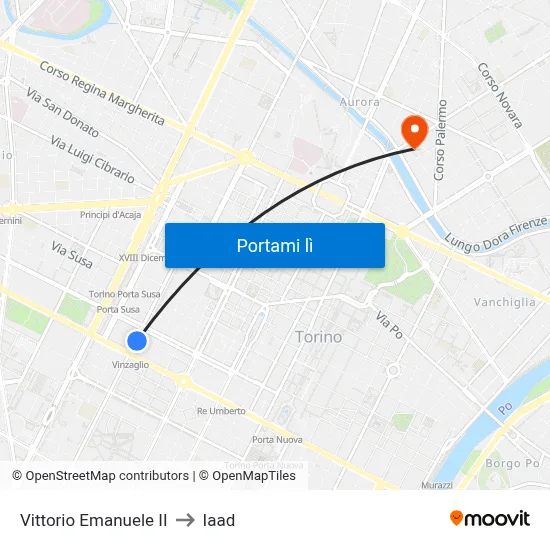 Vittorio Emanuele II to Iaad map