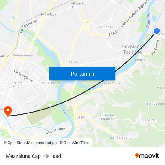 Mezzaluna Cap to Iaad map