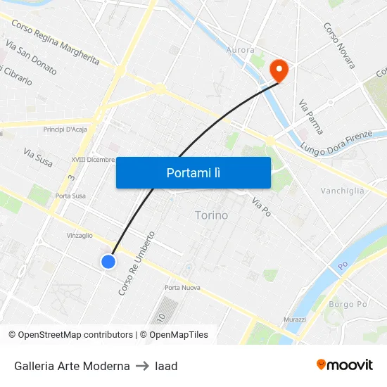 Galleria Arte Moderna to Iaad map