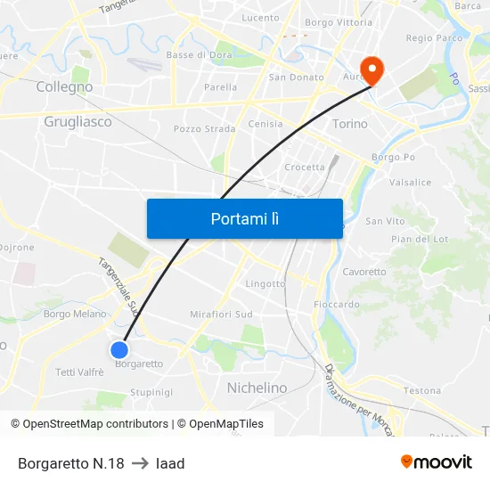Borgaretto N.18 to Iaad map