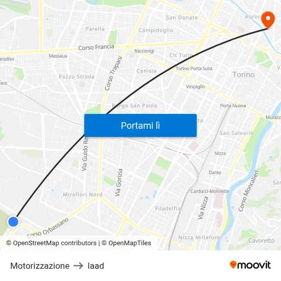 Motorizzazione to Iaad map