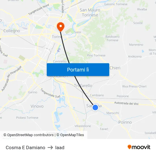 Cosma E Damiano to Iaad map