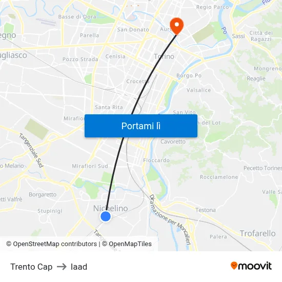 Trento Cap to Iaad map