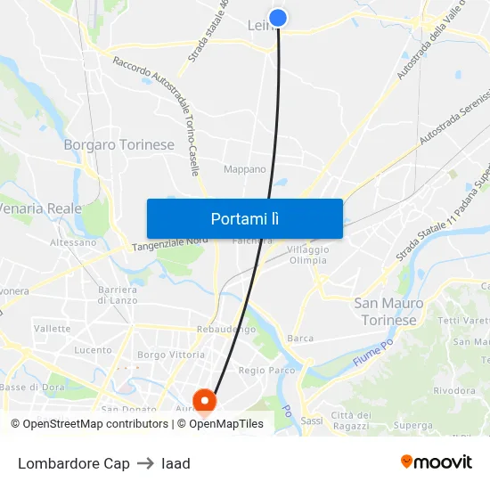 Lombardore Cap to Iaad map
