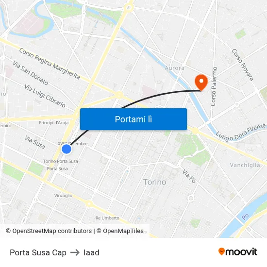Porta Susa Cap to Iaad map